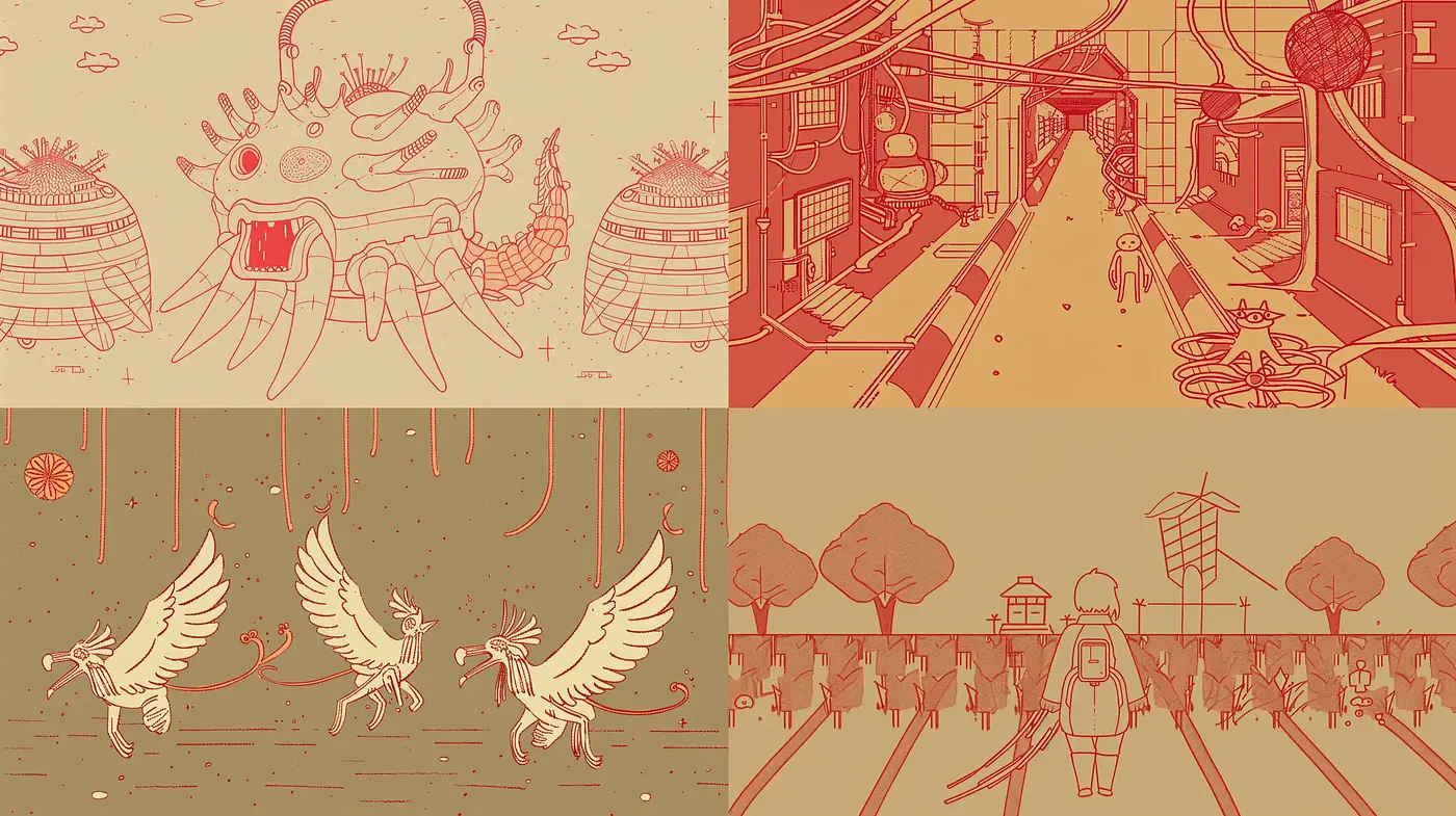 Ethereal Sepia Dreamscape Sequence - Midjourney sref style