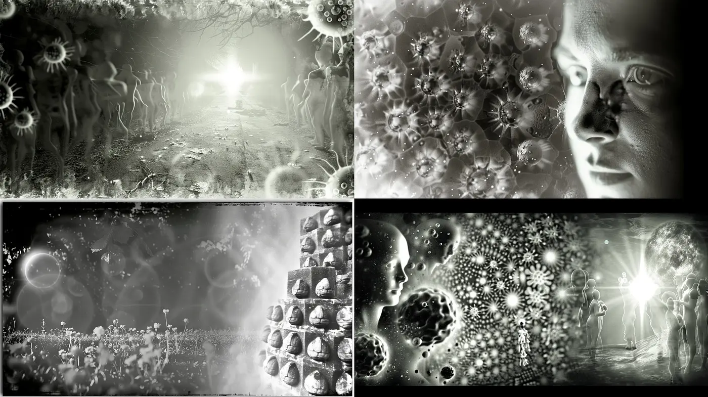 Monochromatic Dreamscape: An Ethereal Fusion of Nature and Surrealism - Midjourney sref style