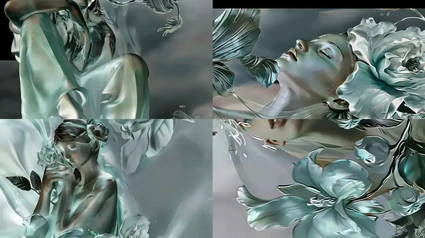 Ethereal and Dreamlike Aesthetic with Floral Elements - Midjourney sref style