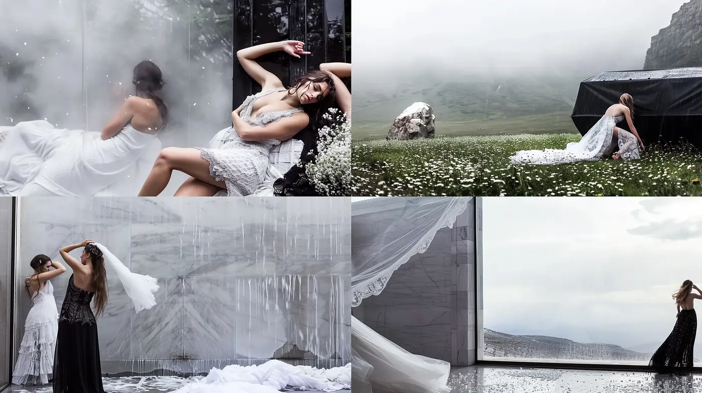 Ethereal Elegance in Muted Tones: A Fusion of Dreamy Landscapes with Graceful Movement - Midjourney sref style