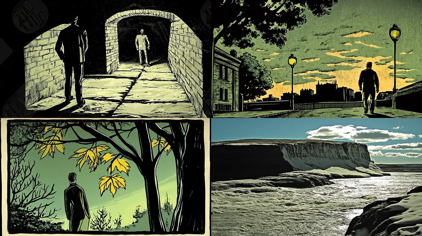 Nocturnal Serenity in Stylized Landscapes: A Homage to Graphic Novel Aesthetics - Midjourney sref style
