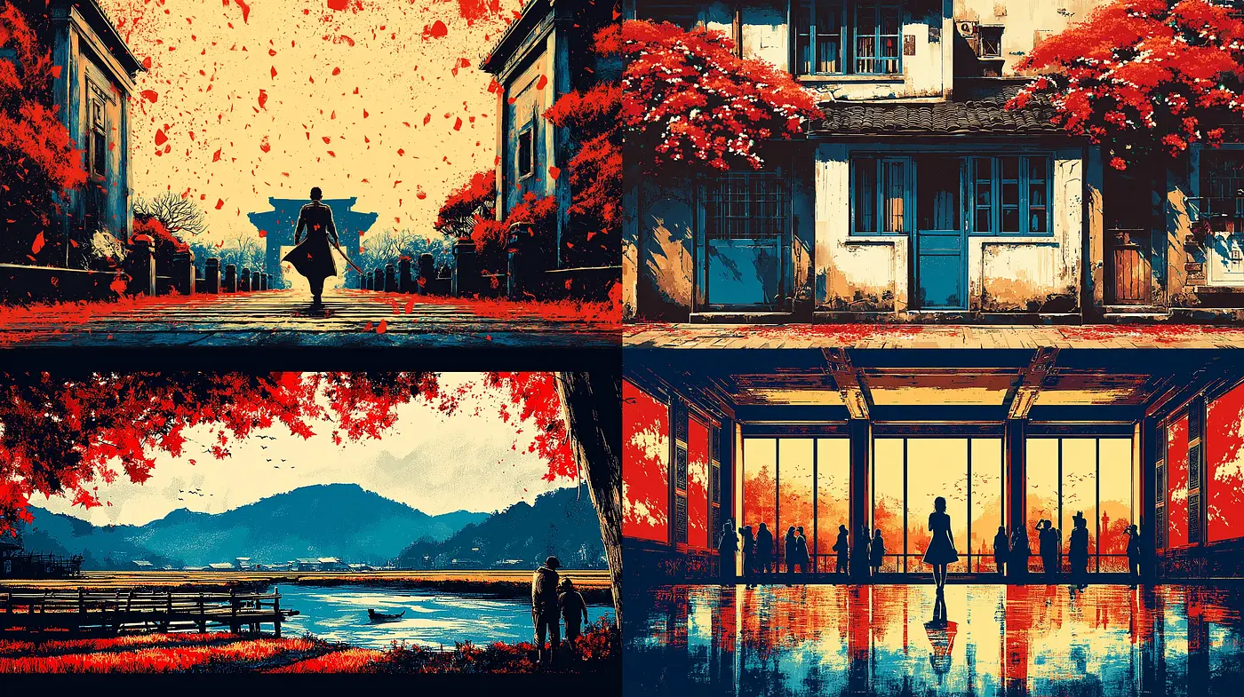 Bold and Evocative Visual Narratives Featuring Lush Landscapes and Rich Textures - Midjourney sref style