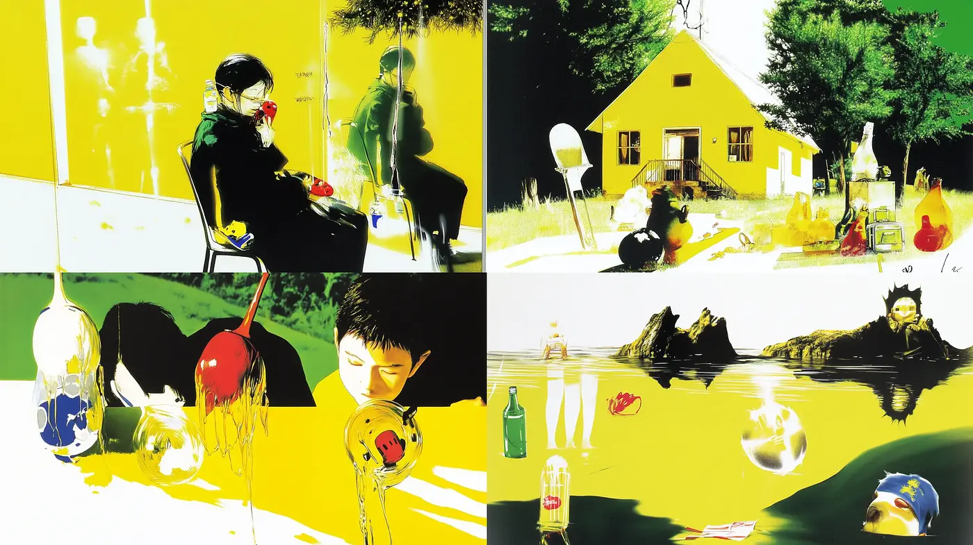 Luminous Contrast Harmony in a Yellow-dominant Dreamscape - Midjourney sref style