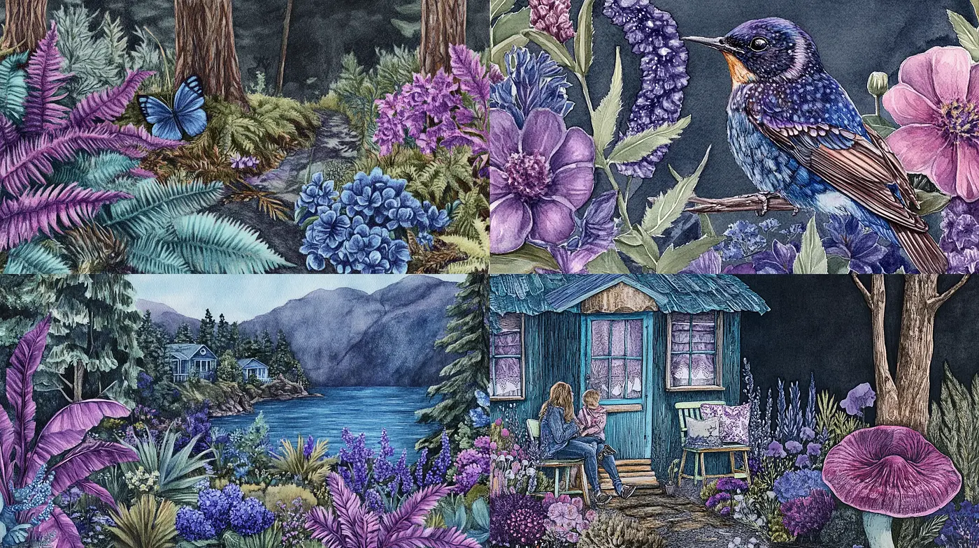 Twilight Tones in Nature-Infused Dreamscapes - Midjourney sref style