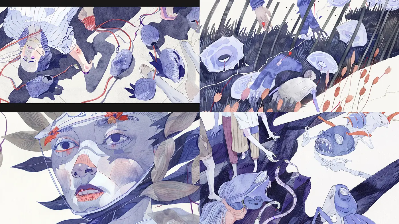 Ethereal Brushstrokes and Muted Elegance: A Reimagined Surrealist Vision - Midjourney sref style
