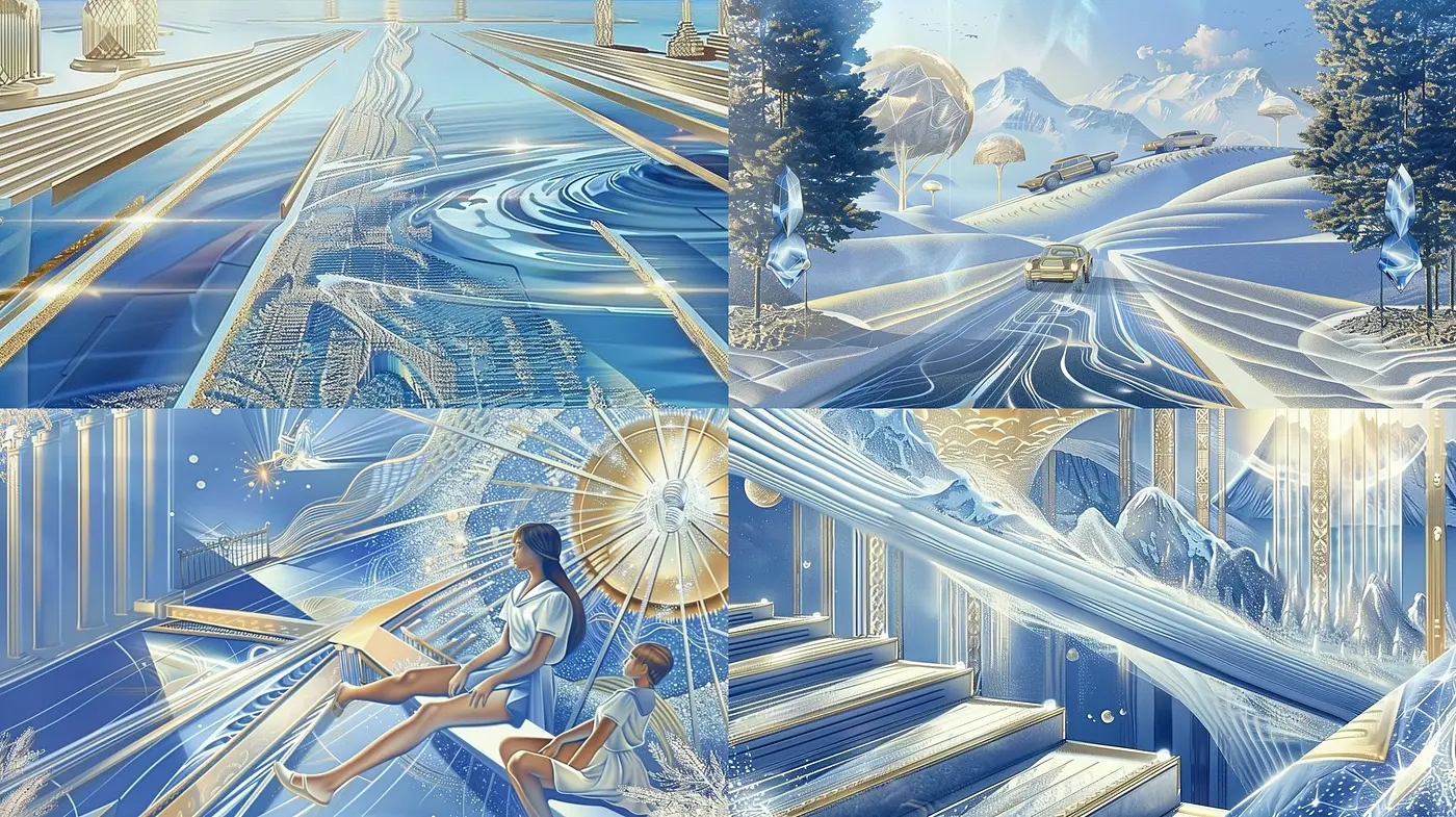 Ethereal Icy Blue Dreamscape: A Whimsical Fusion of Surrealism and Realism in Art - Midjourney sref style