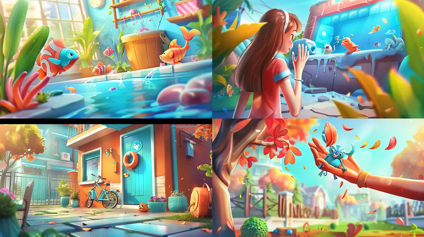 Radiant Sunlit Dreamscape: A Whimsical Fusion of Surrealism and Vivid Animation - Midjourney sref style