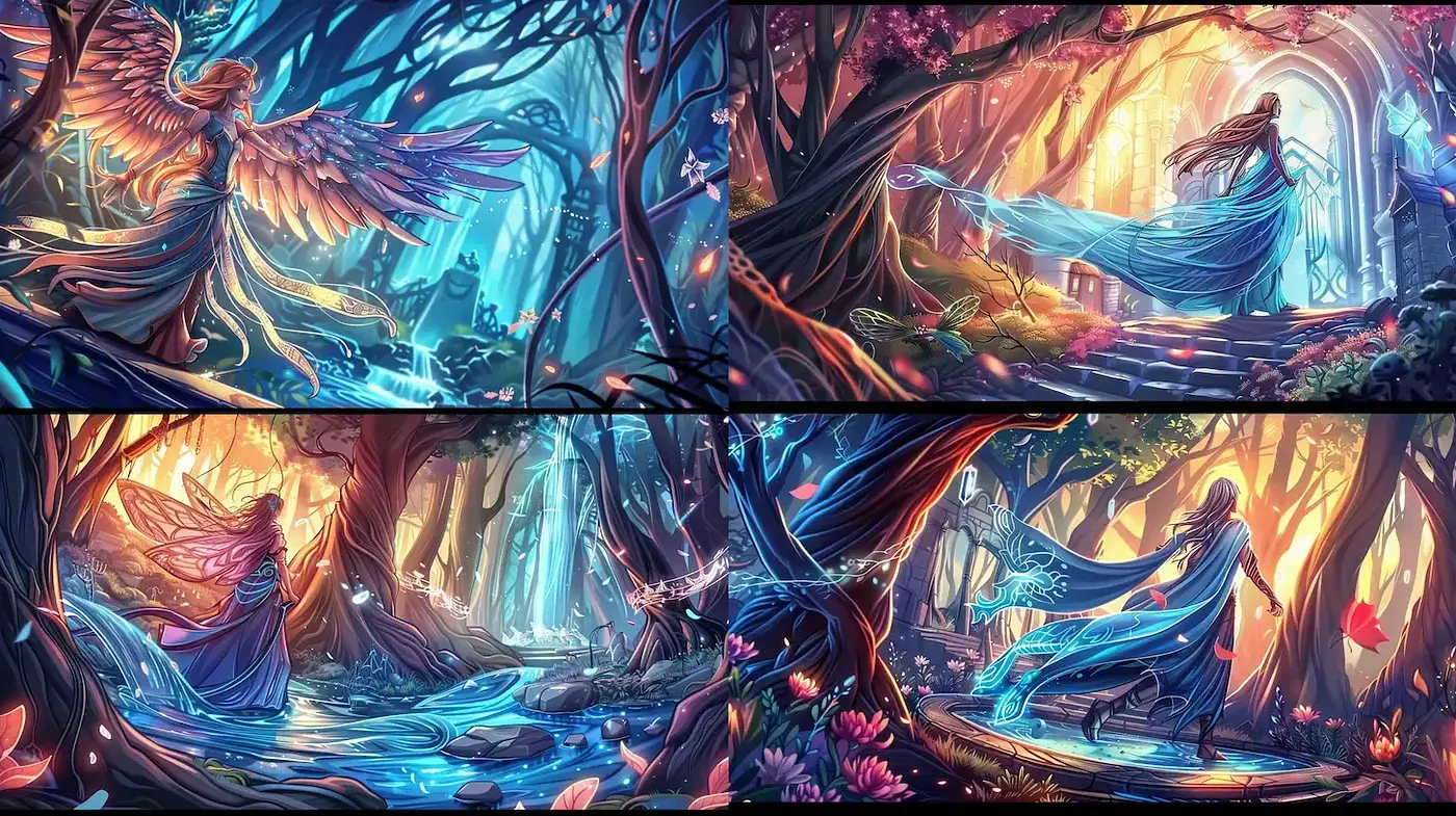 Enchanted Chromatic Woodlands: A Fusion of Fantasy and Luminosity - Midjourney sref style
