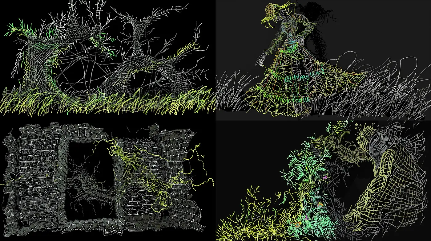 Neon Scribble Aesthetics on Dark Canvas - Midjourney sref style