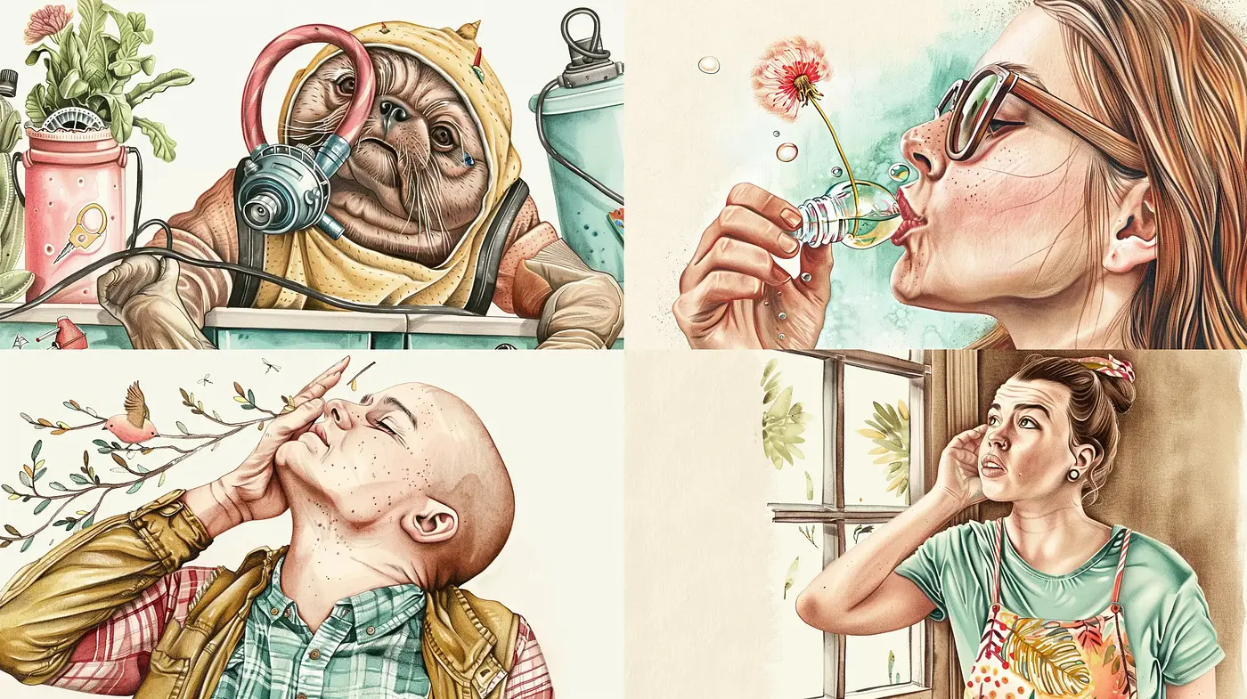Whimsical Portraiture with Surreal and Botanical Elements - Midjourney sref style