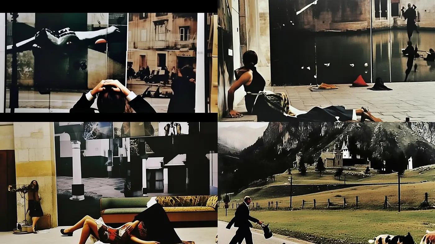 Suspended Reality: A Homage to Nostalgic Cinematography and Timeless Sepia Tones - Midjourney sref style