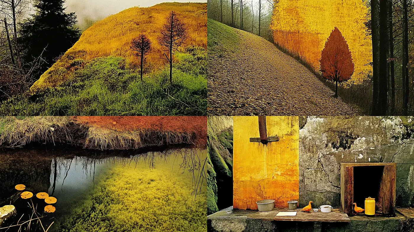 Earthy Toned Tranquility: A Synthesis of Nature and Textures - Midjourney sref style