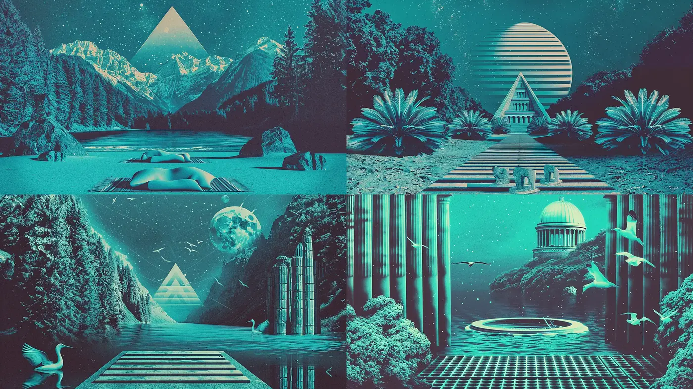 Surreal Neon Dreamscape Collection - Midjourney sref style