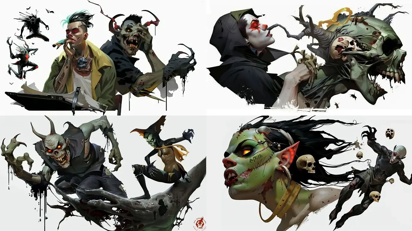 Ethereal Macabre: A Harmonious Blend of Surrealism and Dark Fantasy Art - Midjourney sref style