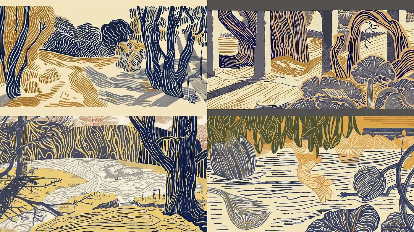 Consistent Tonal Harmony in Stylized Nature Scenes - Midjourney sref style