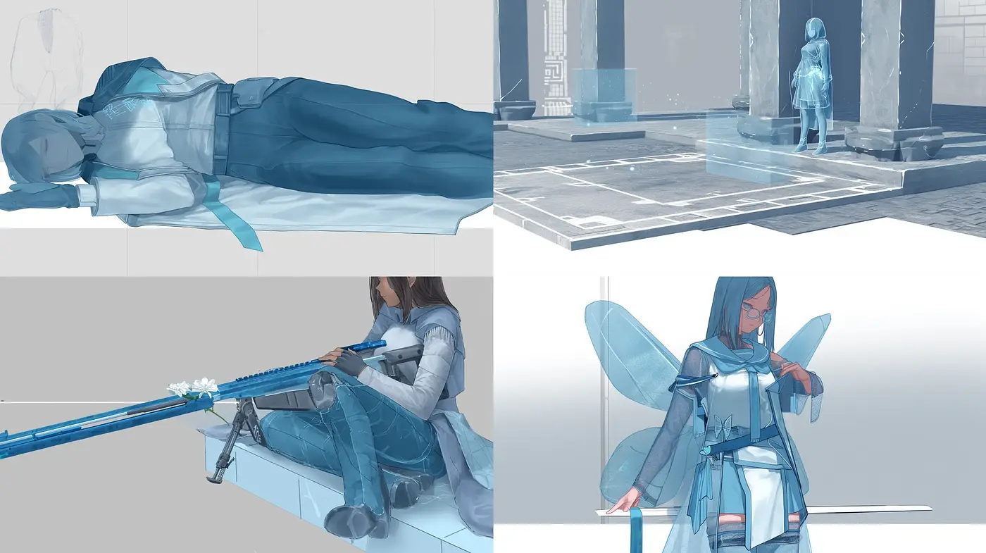 Translucent Ethereal Elegance in Icy Blue Overtones - Midjourney sref style