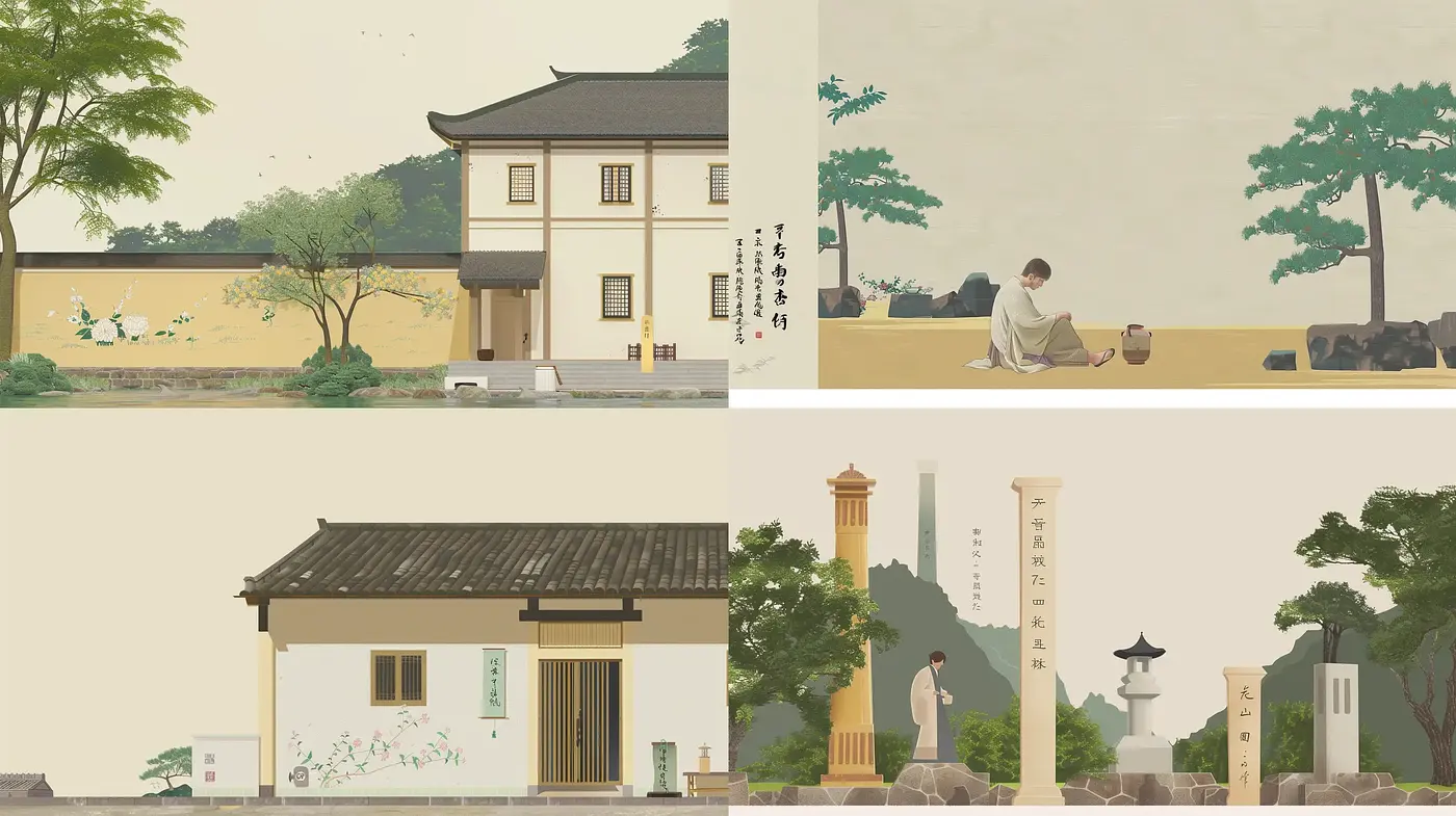 Serene East Asian-Inspired Digital Illustrations - Midjourney sref style