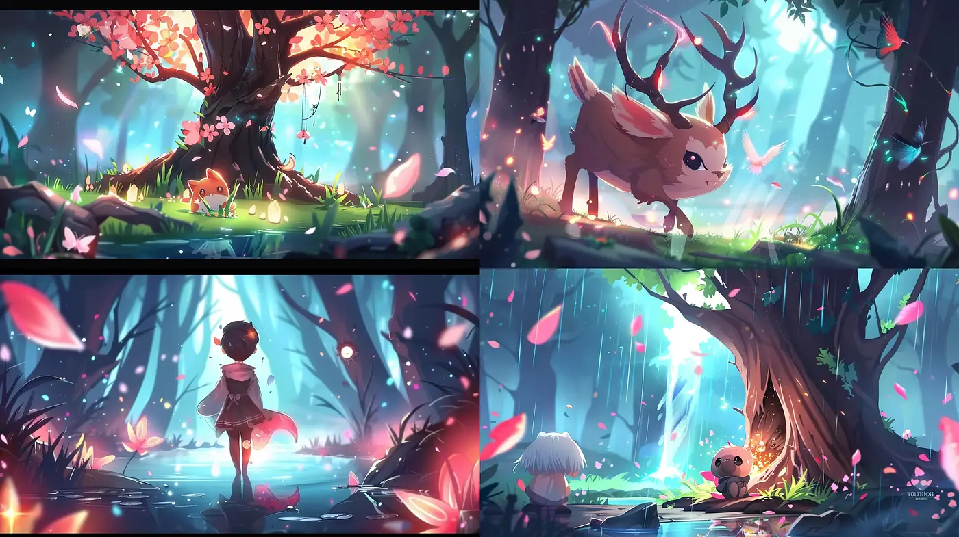 Enchanted Forest Glow: A Luminous Tale of Nature - Midjourney sref style