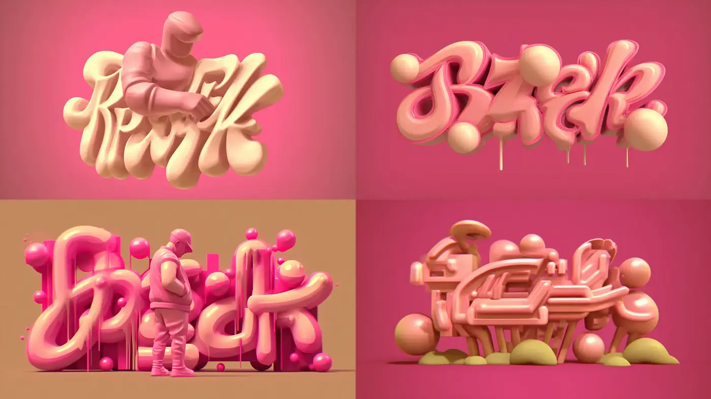 Playful and Modern 3D Typographic Art with a Soft Aesthetic - Midjourney sref style