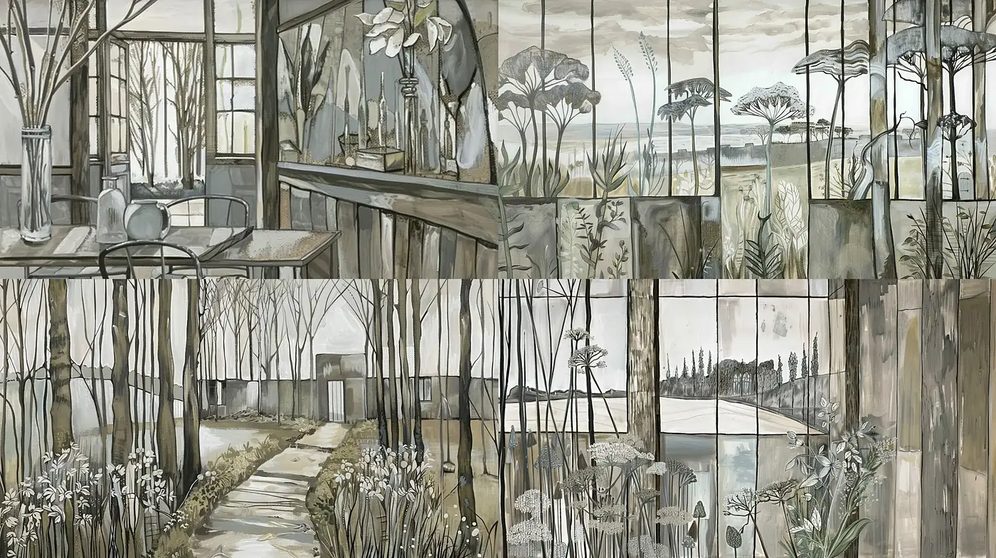 Monochromatic Etudes of Serene Landscapes - Midjourney sref style