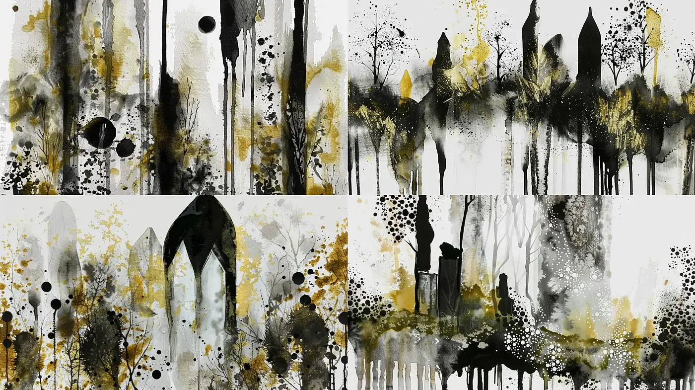 Abstract Expressionist Fusion with Ethereal and Monochromatic Undertones - Midjourney sref style