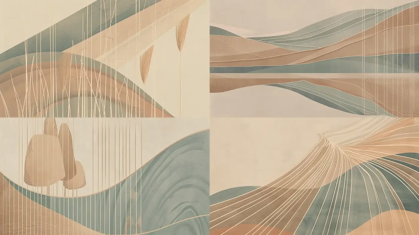 Serene Abstract Expression of Geometric Landscapes - Midjourney sref style