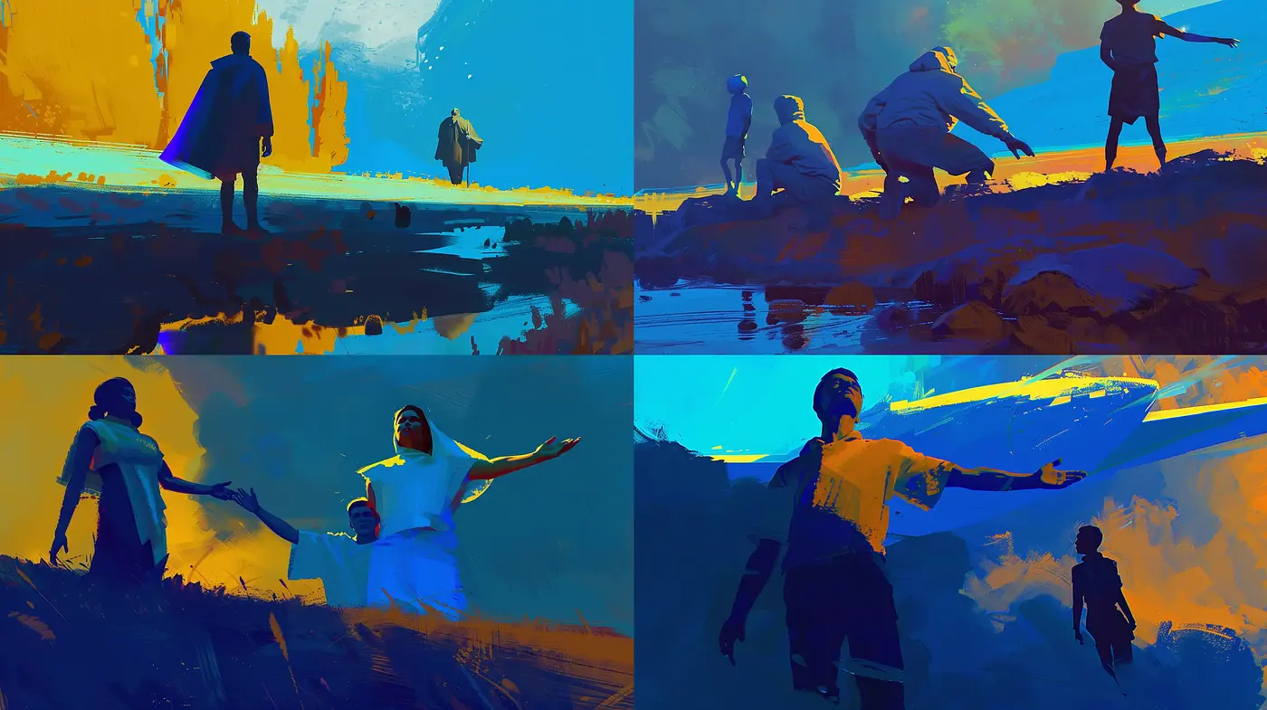 Dynamic Brushstroke Harmony with Bold Contrast - Midjourney sref style