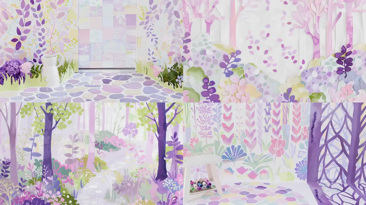 Ethereal Pastel Garden: A Dreamlike Fusion of Nature and Soft Geometry - Midjourney sref style