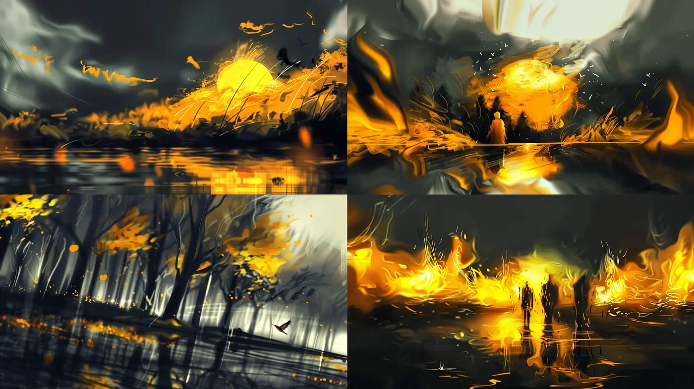 Luminous Nocturne: A Dance of Light and Shadow in Expressive Brushstrokes - Midjourney sref style