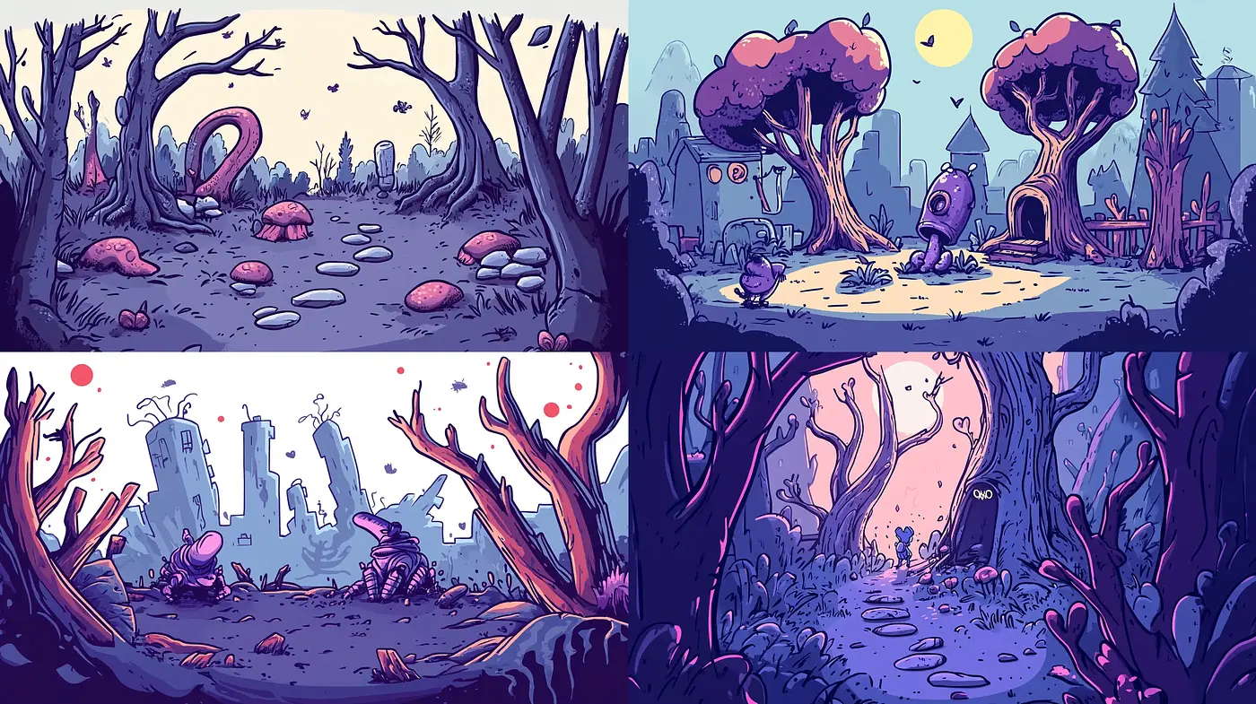 Twilight Enchantment: A Dreamy Comic-Inspired Nature Series - Midjourney sref style