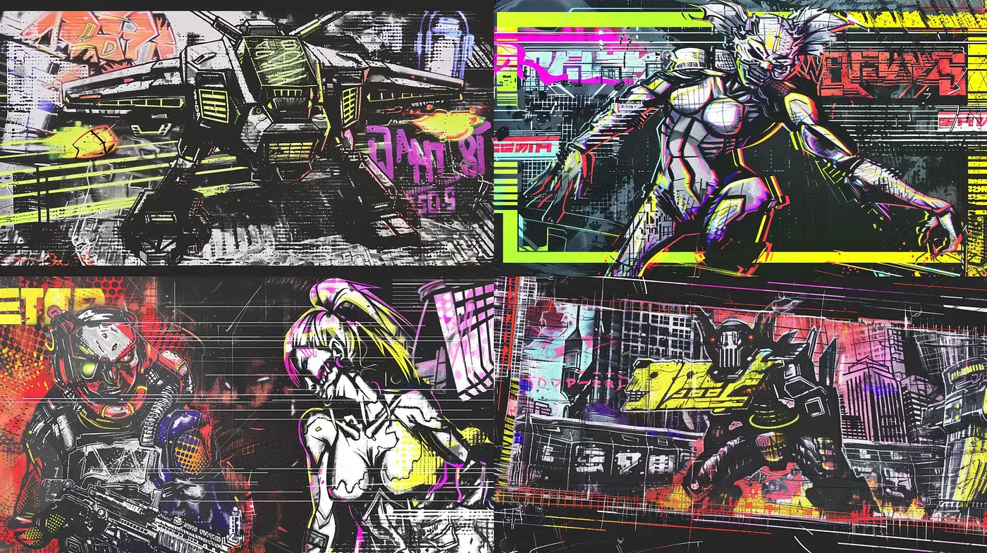 Cyberpunk Graffiti: A Neon-Splattered Urban Dystopia - Midjourney sref style