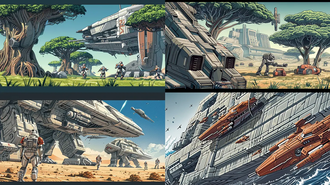 Futuristic Visions with Nostalgic Hues: A Synthesis of Sci-Fi and Retro Illustrative Harmony - Midjourney sref style