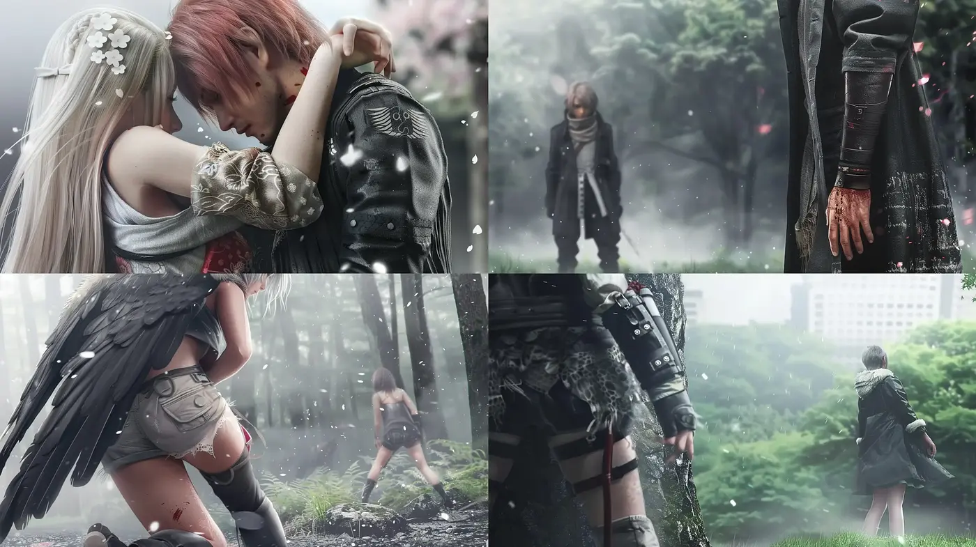 Ethereal Rain-Soaked Fantasy: A Dreamlike Merging of Nature and Sentiment - Midjourney sref style