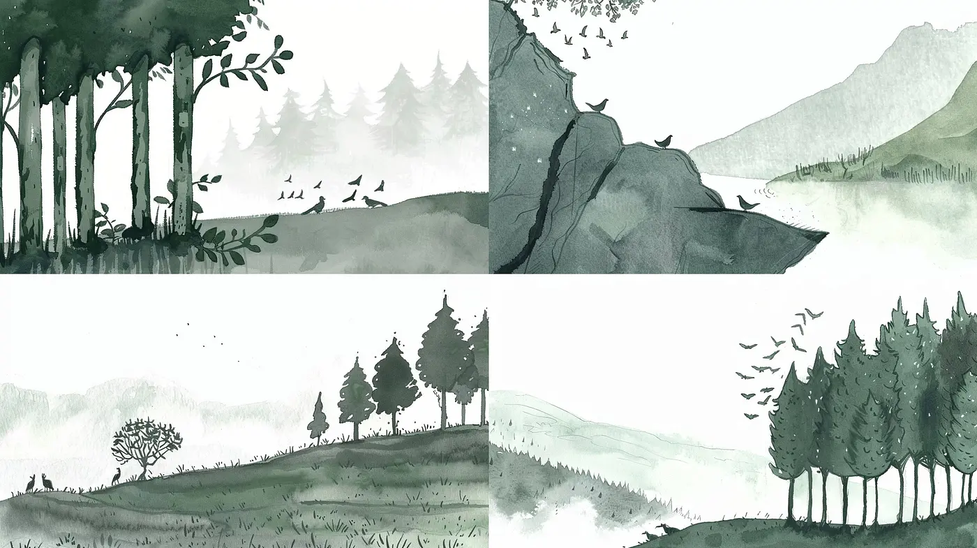 Ethereal Monochrome Dreamscape: A Study in Greyscale Consistency - Midjourney sref style