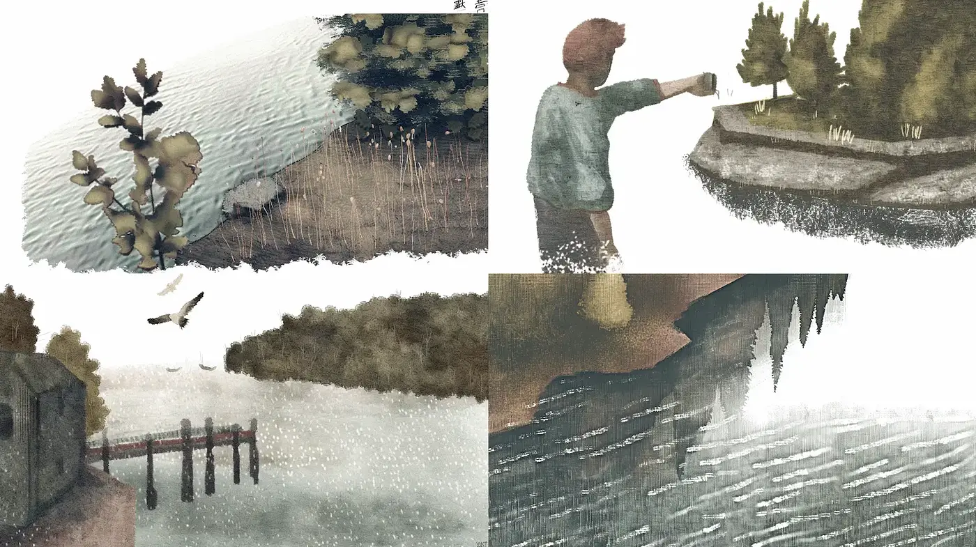 Whimsical Watercolor Landscapes with a Nostalgic Touch - Midjourney sref style
