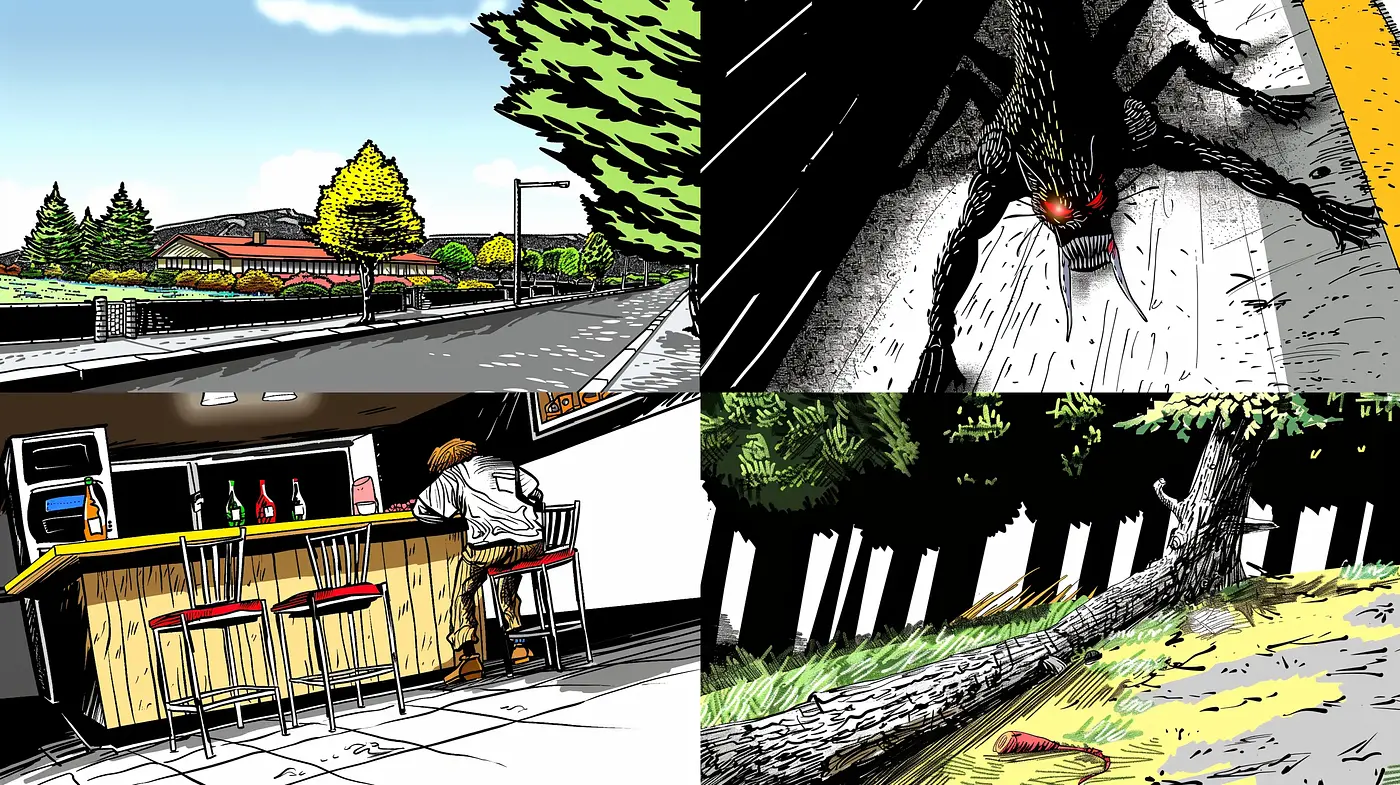 Contrast-Heavy Graphic Novella Visions - Midjourney sref style