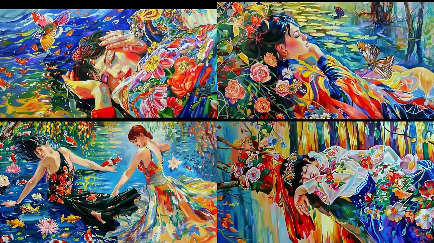 Vibrant Garden of Dreams: A Vivid Dance of Colors and Expressionist Flourishes - Midjourney sref style