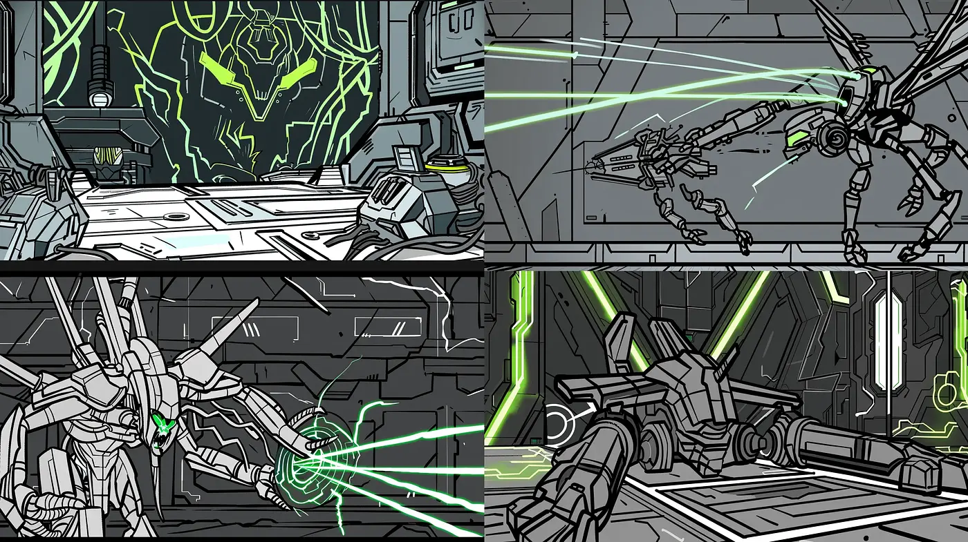 Futuristic Cyberpunk Line Art Visualization - Midjourney sref style