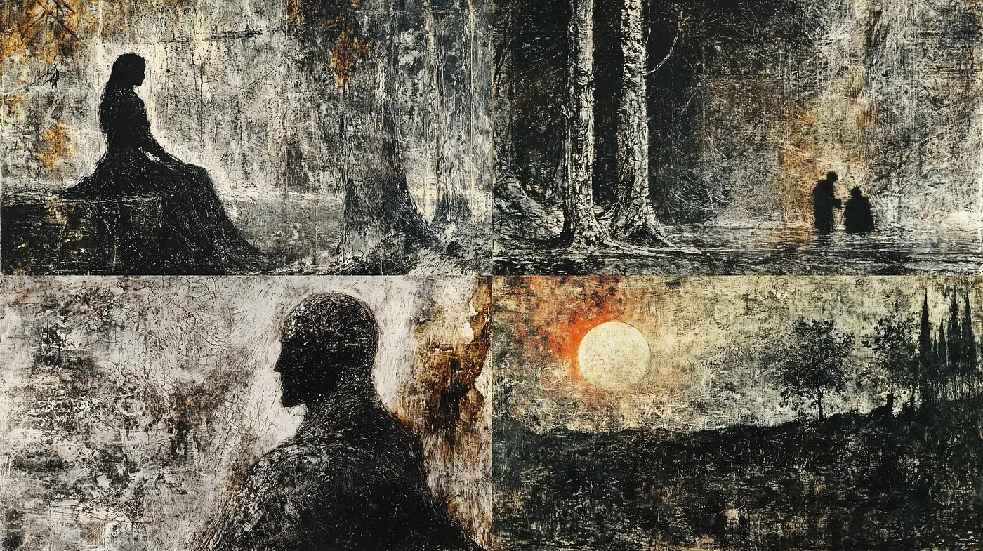Ethereal Textured Nocturnes in Monochromatic Palette - Midjourney sref style