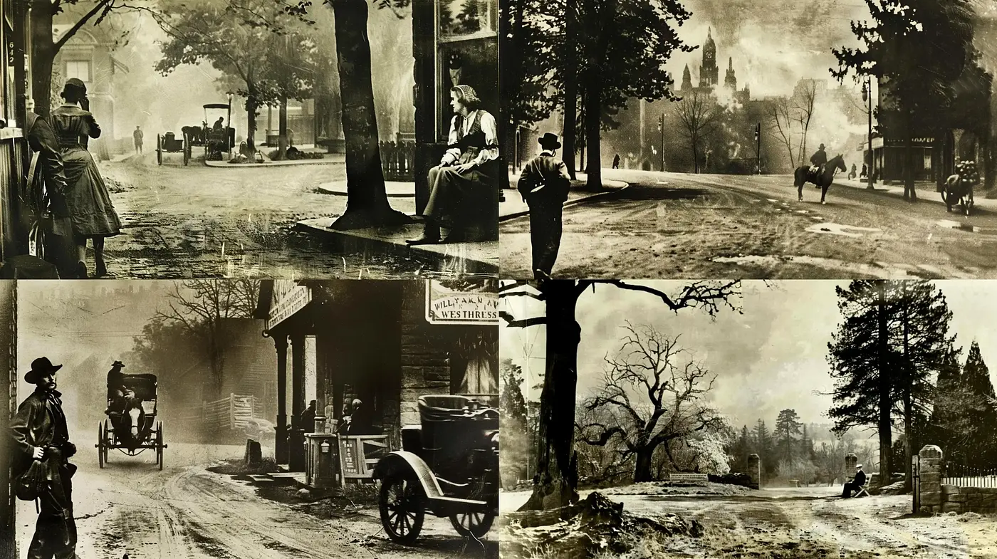 Sepia-toned Storyboard of Yesteryears - Midjourney sref style