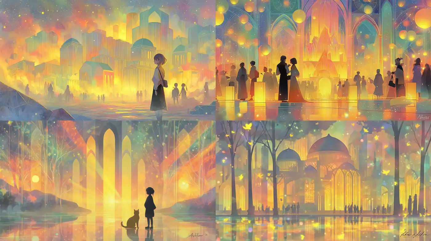 Serene Dreamlike Surreal Landscapes with Ethereal Light - Midjourney sref style