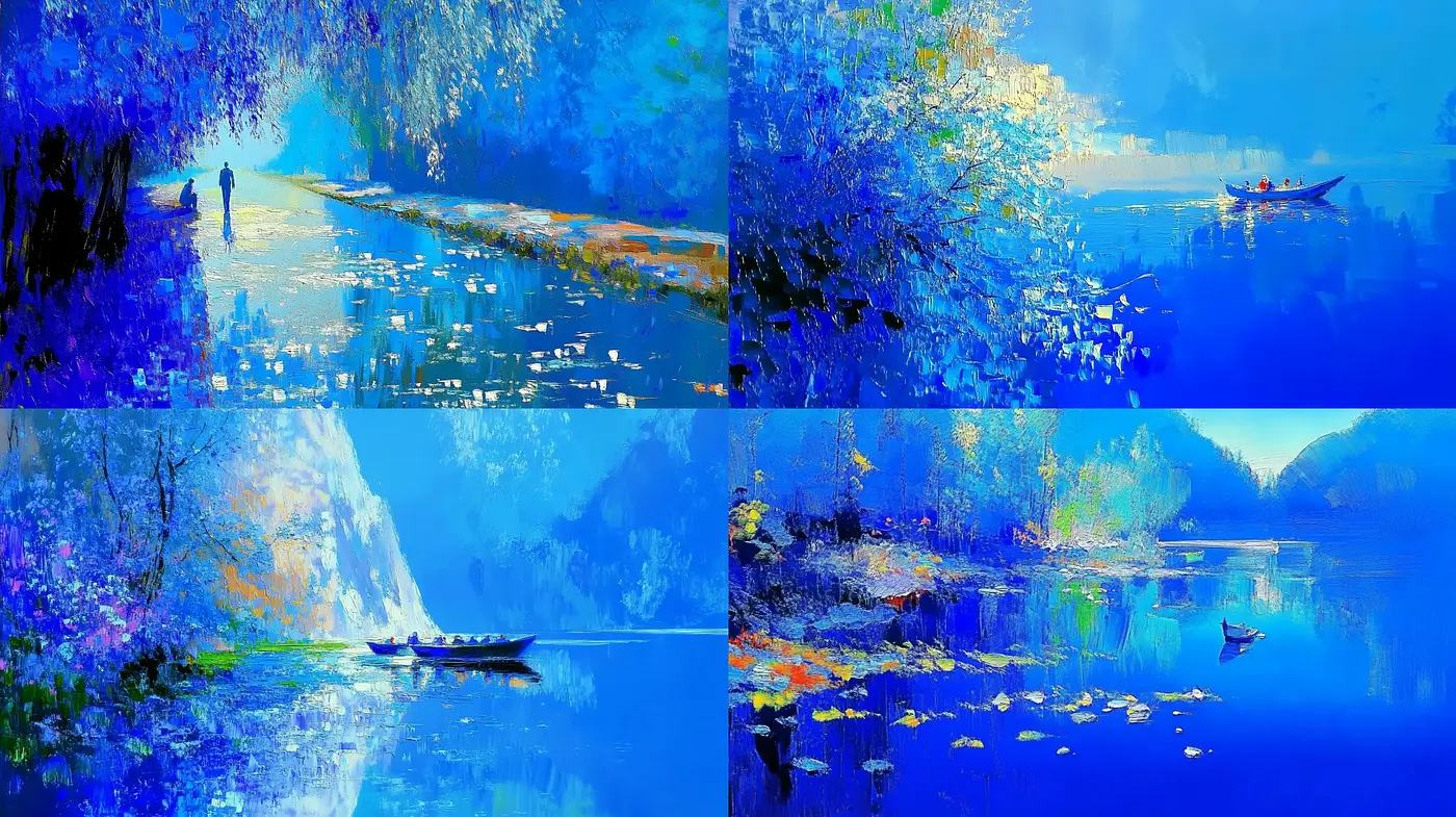 Sapphire Tones of Impressionistic Serenity - Midjourney sref style