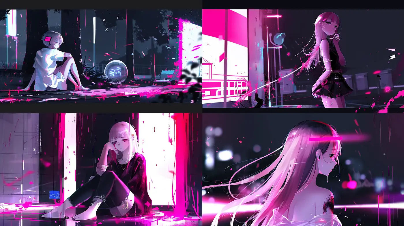 Neon-Noir Cyberpunk Aesthetic with a Hint of Anime Influence - Midjourney sref style