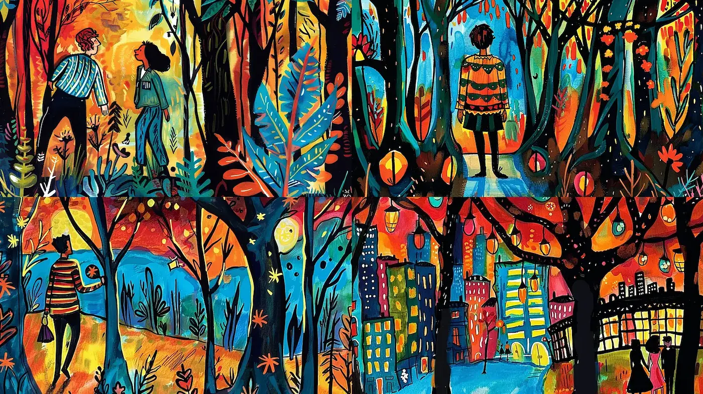 Vividly Expressive and Playful Illustrative Style with a Whimsical Touch - Midjourney sref style