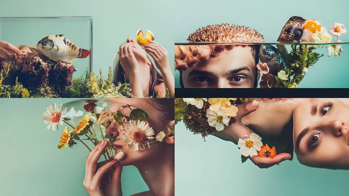 Surreal Botanical Hybrid Portraiture - Midjourney sref style