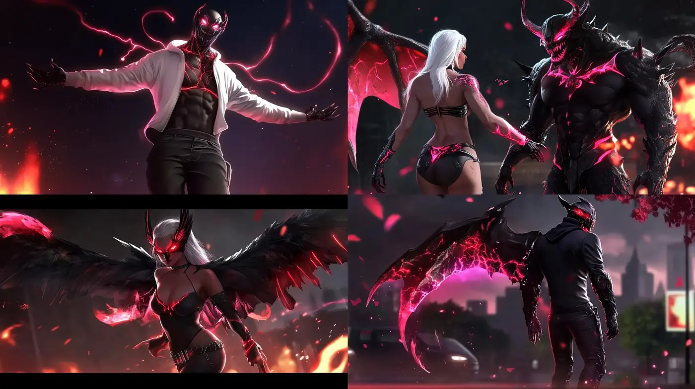 Dark Fantasia: A Gritty Symphony of Neon and Shadow - Midjourney sref style