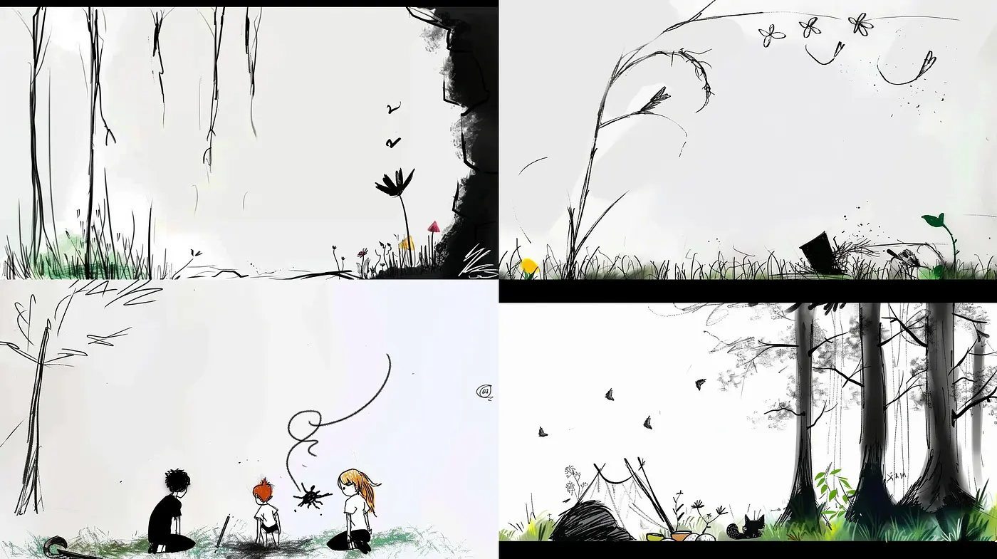 Monochromatic Whispers of Nature in Brushstroke Harmony - Midjourney sref style