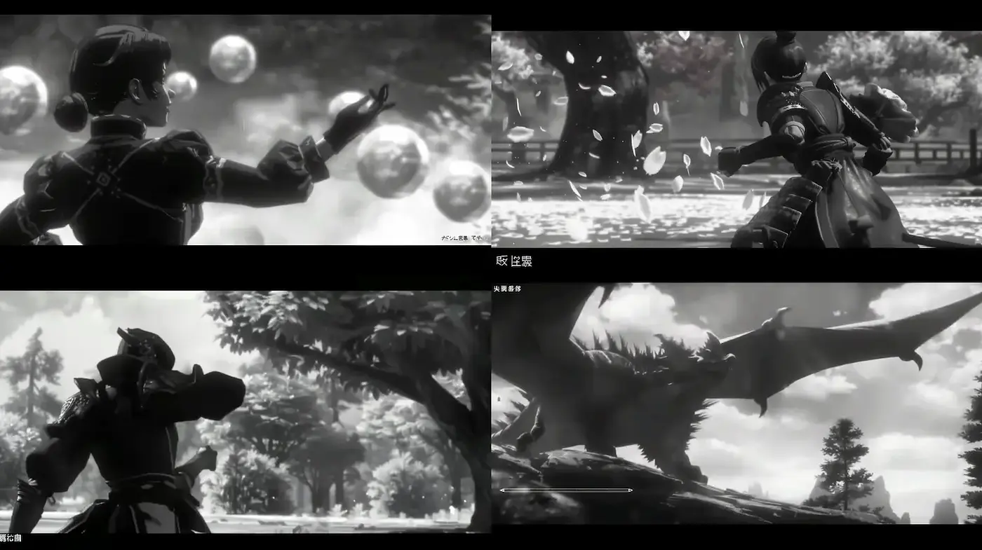 Dramatic Monochromatic Fantasy with Fluid Motion - Midjourney sref style