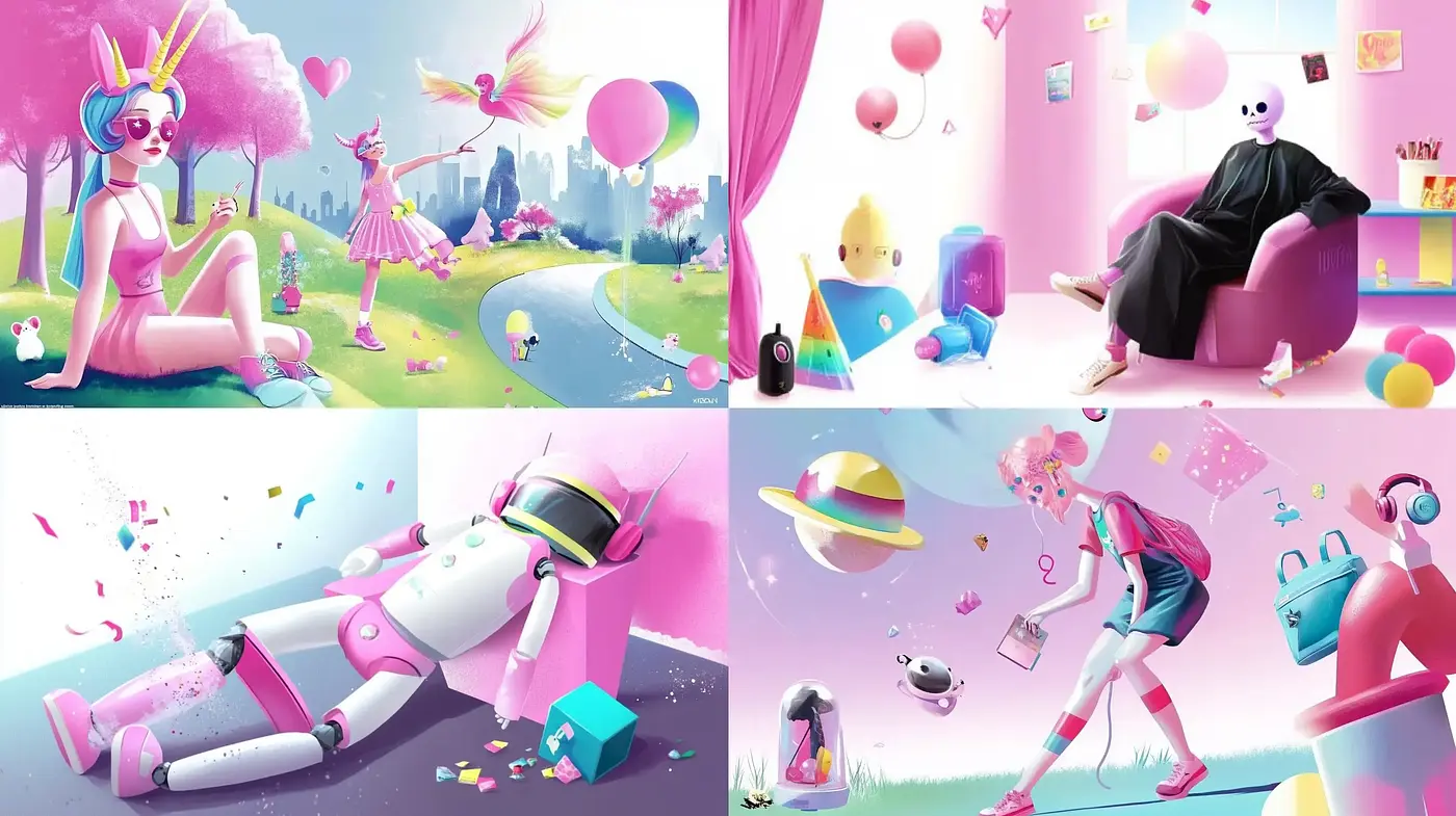 Whimsical Cyber Garden: An Integration of Vibrant Surrealism and Digital Fantasy - Midjourney sref style