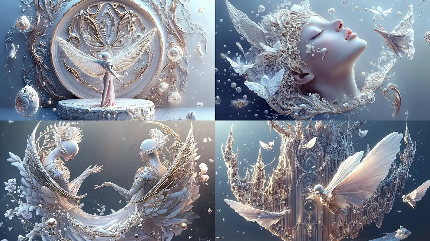 Ethereal Dreamscape: A Serene Ballet of Frosted Pastels - Midjourney sref style